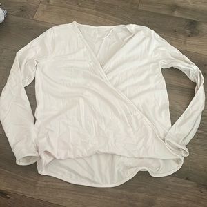 Lululemon White Wrap Front long sleeve top